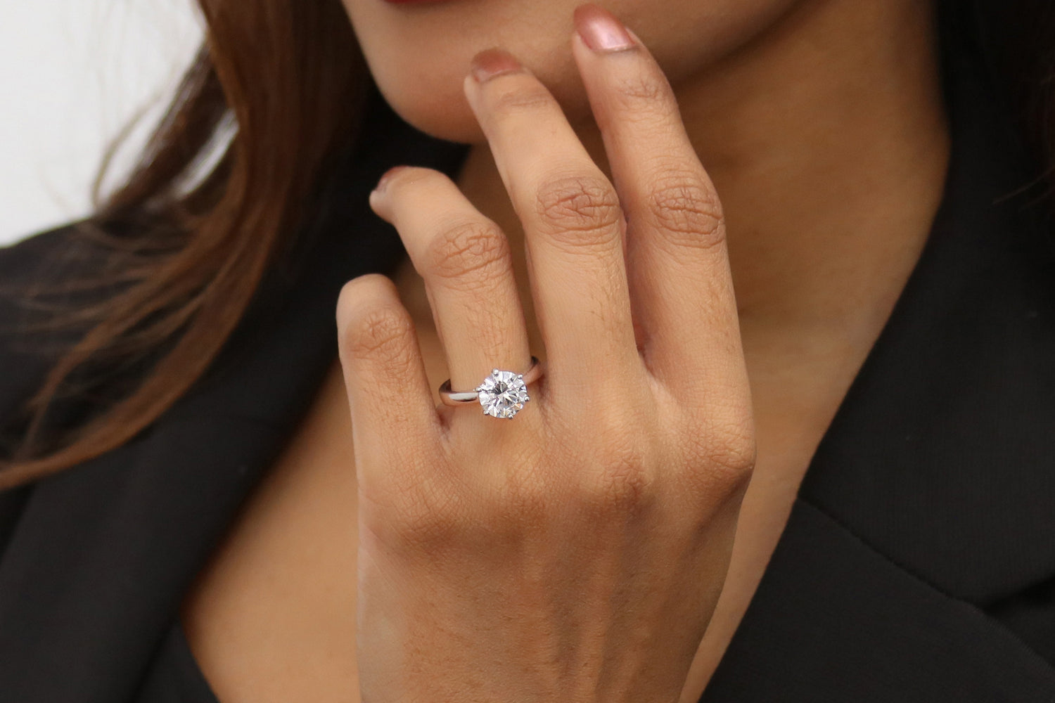 Model wearing Solitaire 2ct CZ Ring in Sterling Silver, 11 of 17