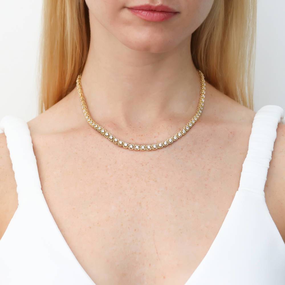 Sterling Silver Cable Cubic Zirconia CZ Tennis Necklace