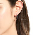 Model wearing Bar CZ Small Hoop Earrings in Sterling Silver, 0.8 inch