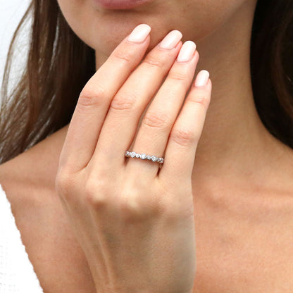 Bubble Bezel CZ Eternity Ring in Sterling Silver