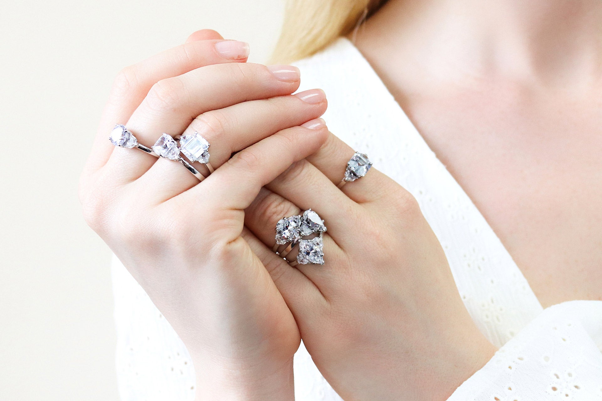 Sterling Silver CZ Engagement Rings