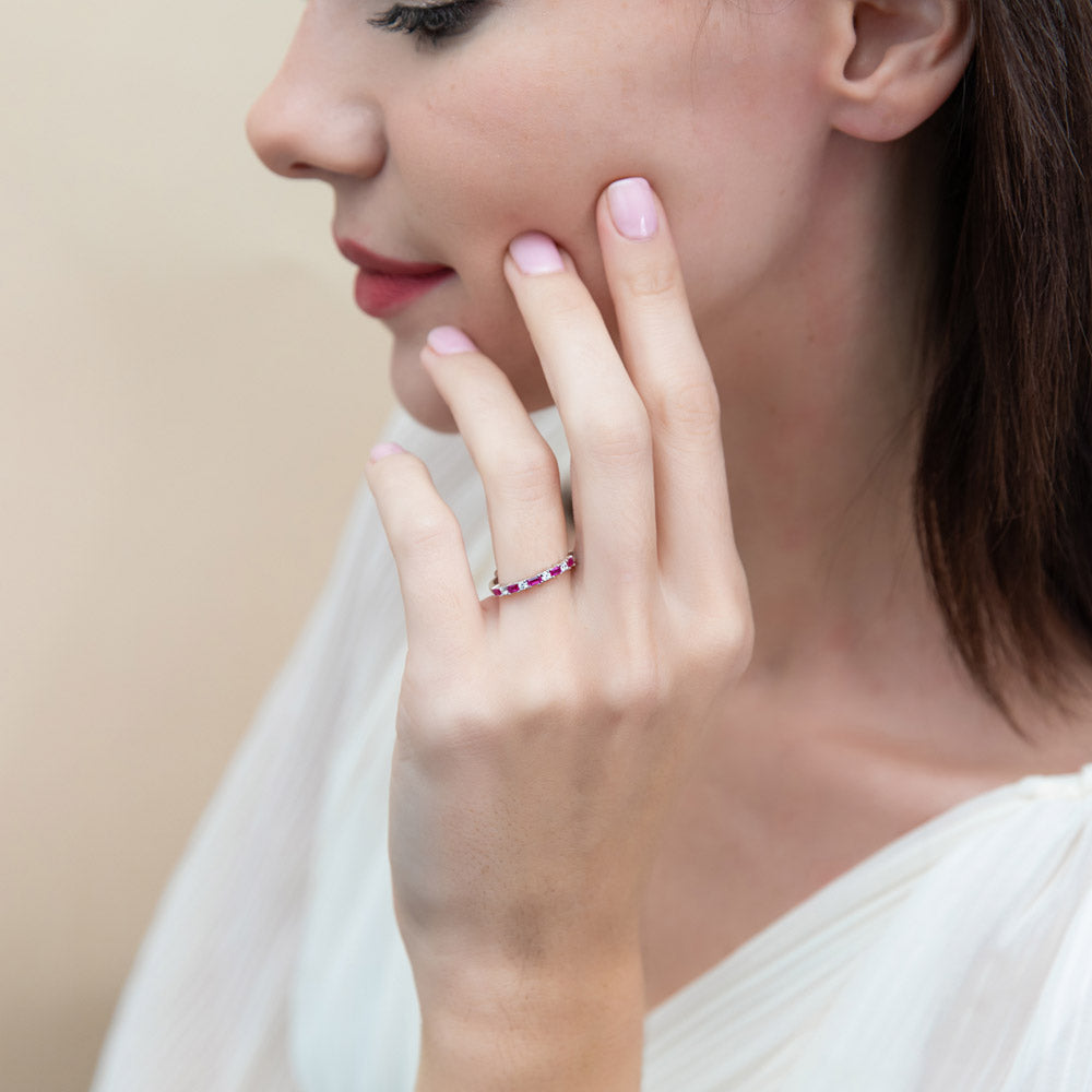 Art Deco CZ Eternity Ring in Sterling Silver