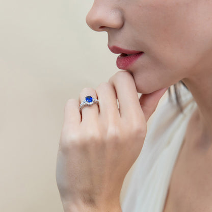 Halo Art Deco Chevron V Shaped CZ Ring Set in Sterling Silver
