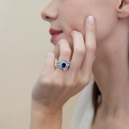 Halo Art Deco Chevron V Shaped CZ Ring Set in Sterling Silver