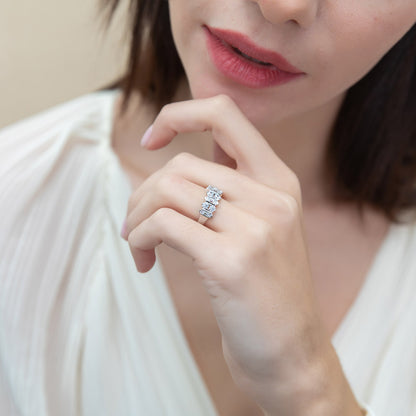Cluster Art Deco CZ Band in Sterling Silver