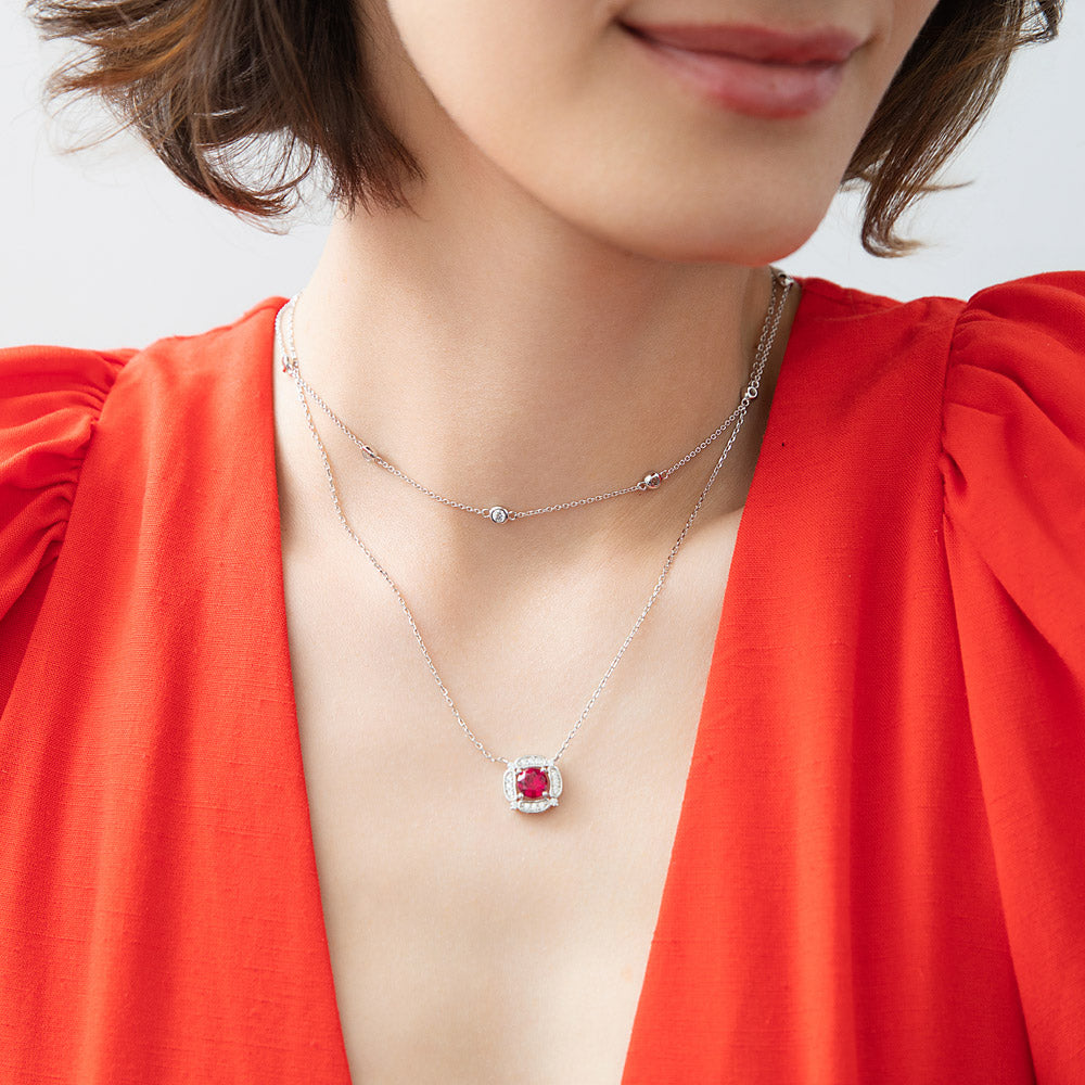 Sterling Silver Paperclip Station CZ Layered Chain Necklace – BERRICLE