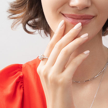 Halo Flower CZ Ring in Sterling Silver
