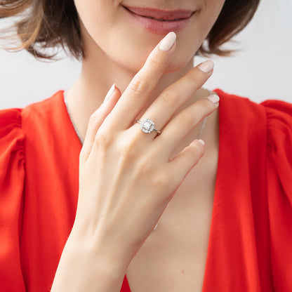 Halo Flower CZ Ring in Sterling Silver
