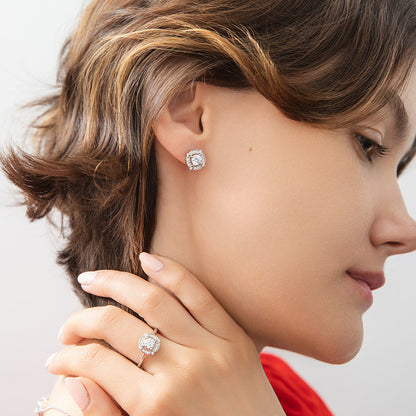 Halo Flower CZ Ring in Sterling Silver