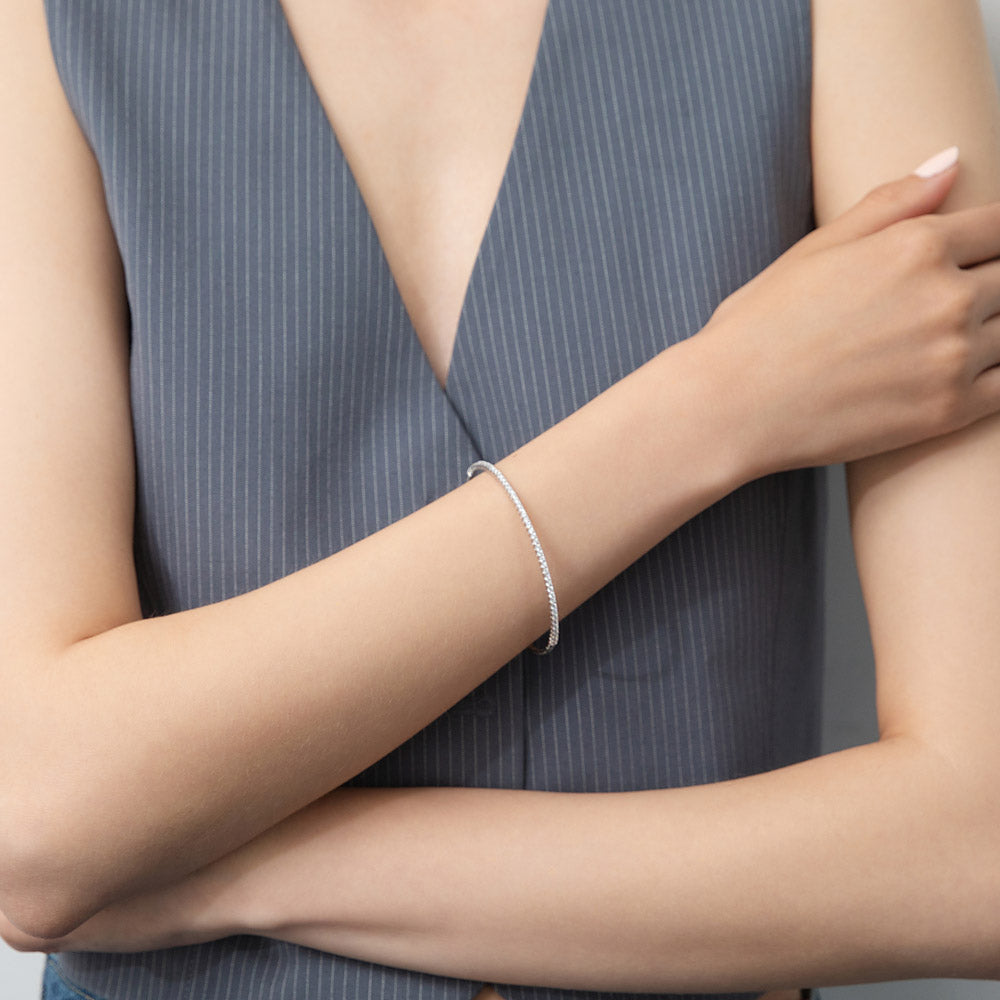 Model wearing Flexible CZ Bangle in Sterling Silver, 2 of 15
