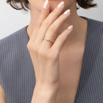 Bubble Bezel CZ Eternity Ring in Gold Flashed Sterling Silver