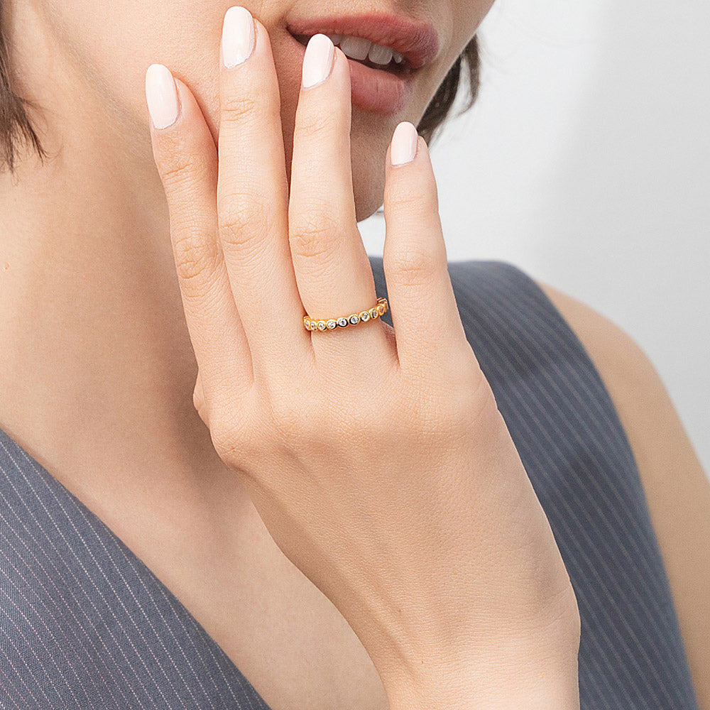 Bubble Bezel CZ Eternity Ring in Gold Flashed Sterling Silver