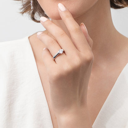 Solitaire 0.8ct Bezel CZ Ring in Sterling Silver