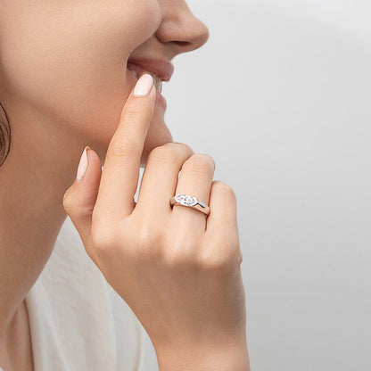 East-West Solitaire 1ct Bezel CZ Ring in Sterling Silver