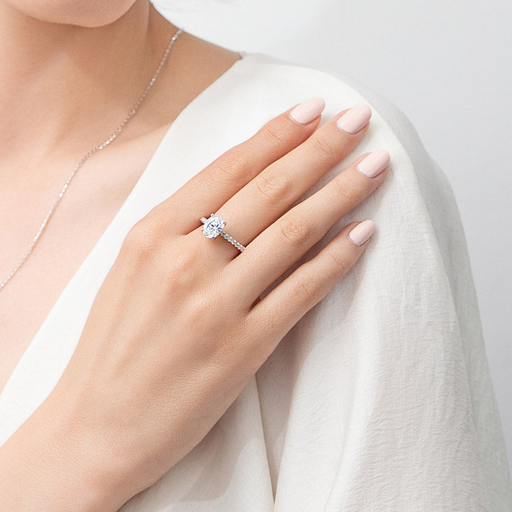 Solitaire 1.8ct Oval CZ Ring in Sterling Silver