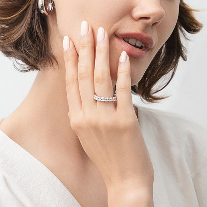 Asscher CZ Eternity Ring in Sterling Silver