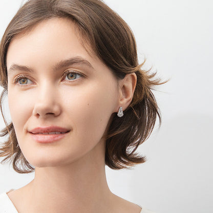 Art Deco CZ Stud Earrings in Sterling Silver