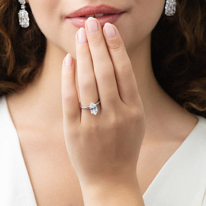 Solitaire 1.6ct Marquise CZ Ring in Sterling Silver