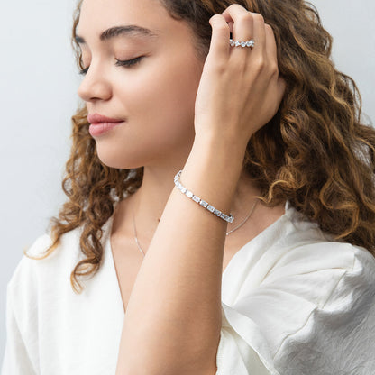 Emerald Cut CZ Tennis Bracelet in Sterling Silver