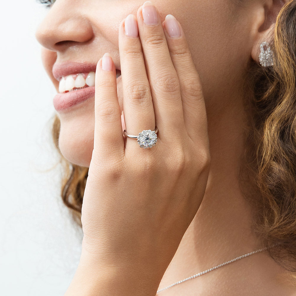 Halo CZ Ring in Sterling Silver