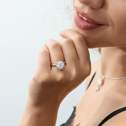 Halo CZ Ring in Sterling Silver