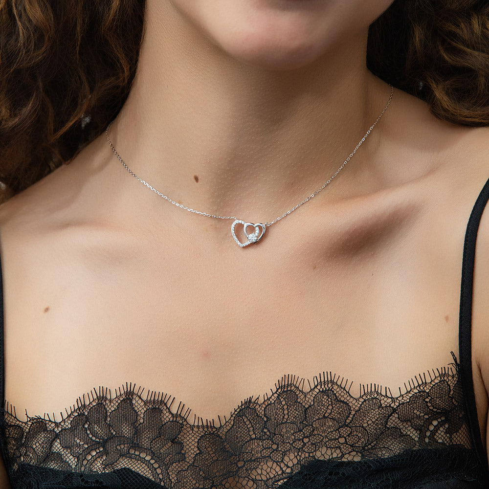 Sterling Silver Open Heart Cubic Zirconia Pendant Necklace #N1739