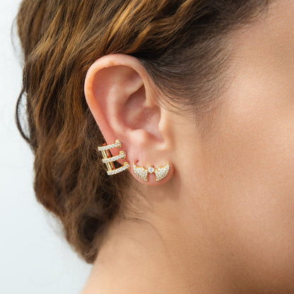 Bat CZ Stud Earrings in Gold Flashed Sterling Silver