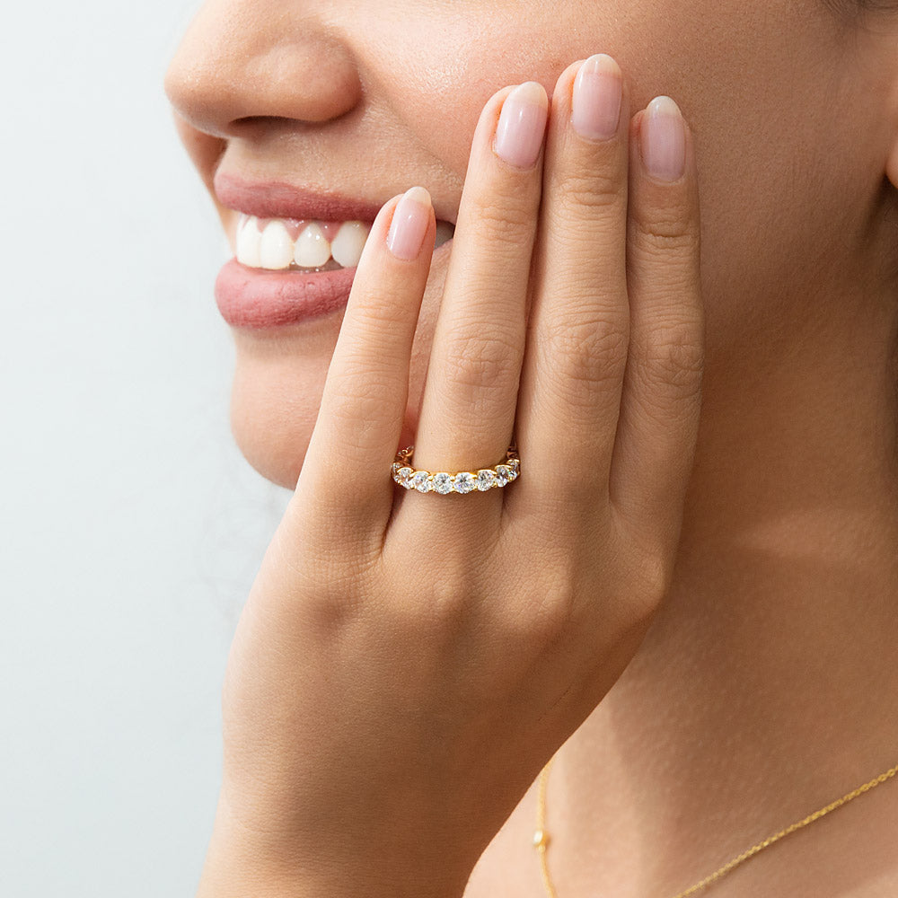 Pave CZ Eternity Ring in Gold Flashed Sterling Silver