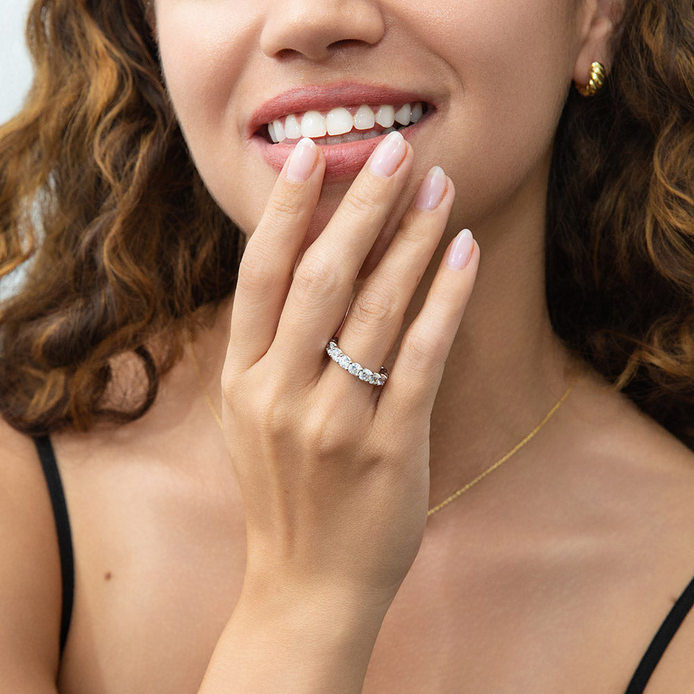 Pave CZ Eternity Ring in Gold Flashed Sterling Silver
