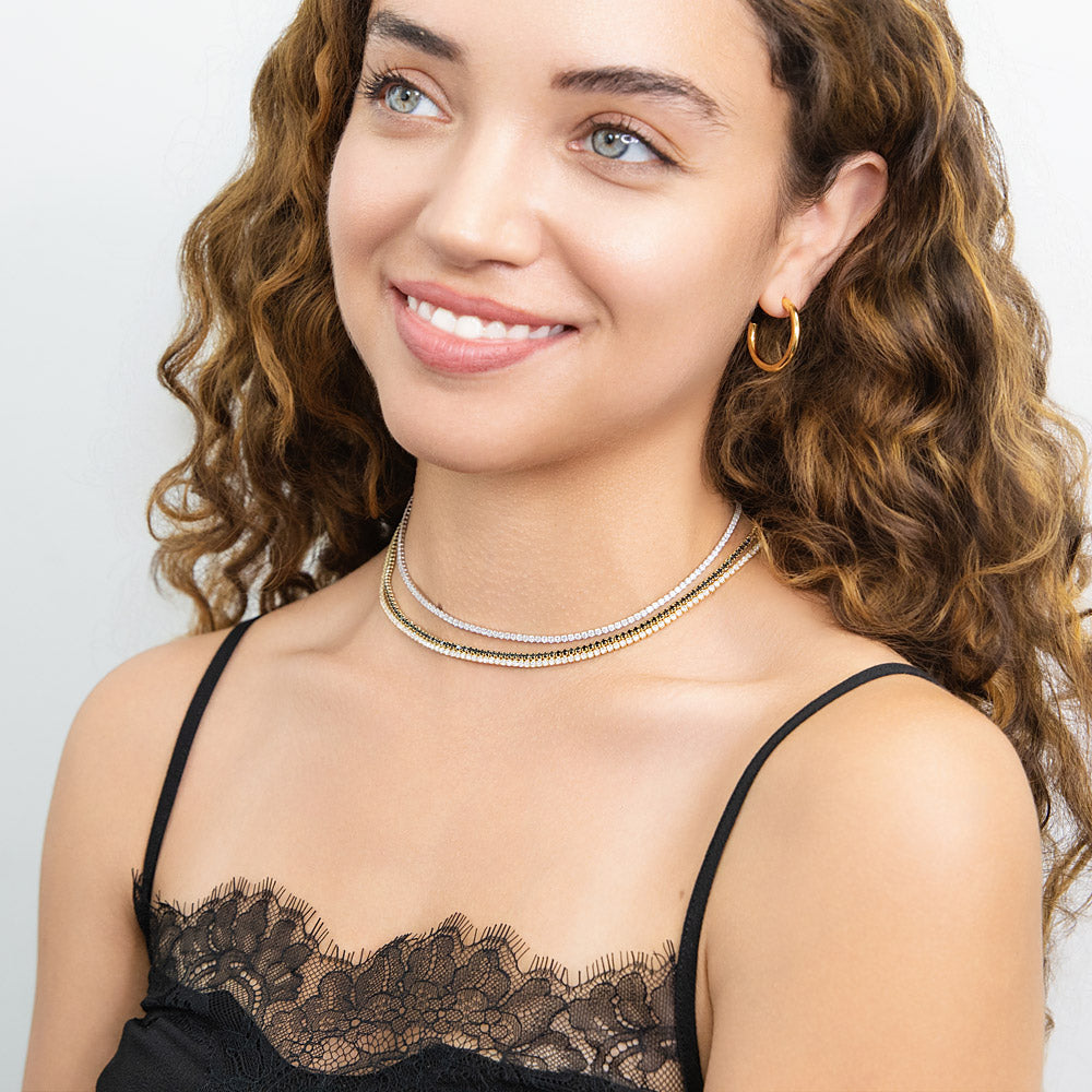 Sterling Silver Cubic Zirconia CZ Tennis Choker Necklace – BERRICLE