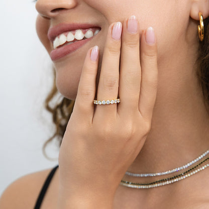 Pave CZ Eternity Ring in Gold Flashed Sterling Silver