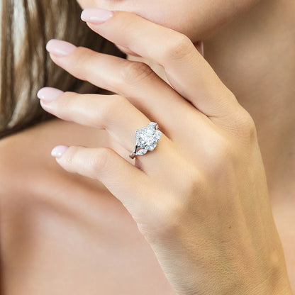 Model Wearing Flower Ring Style R1933-01