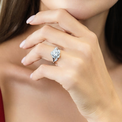 Model Wearing Flower Ring Style R1933-01