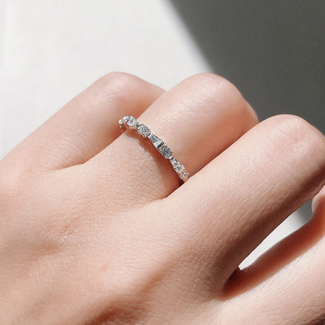 Model Wearing Art Deco Half Eternity Ring
