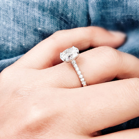 Image Contain: Model Wearing Solitaire with Side Stones Ring