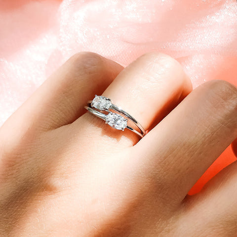 Image Contain: Model Wearing 2-Stone Split Shank Ring