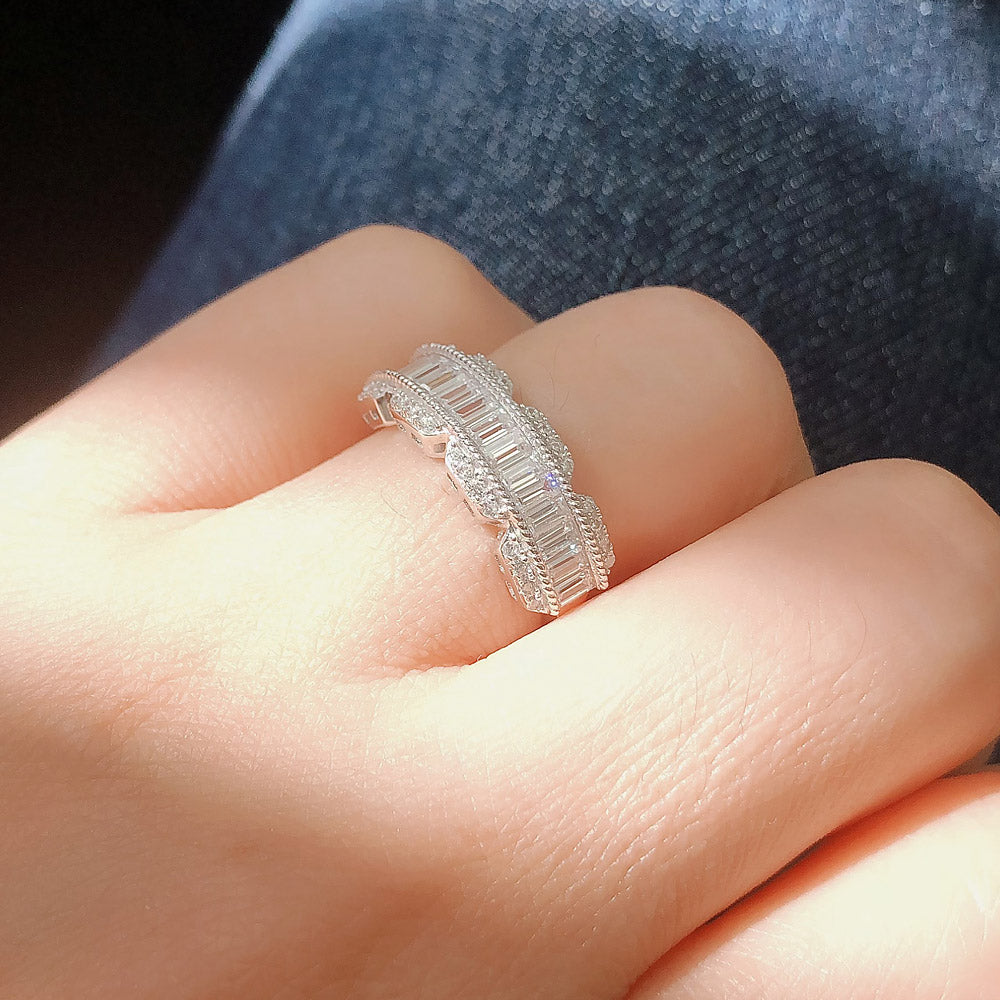 Art Deco CZ Band Ring in Sterling Silver