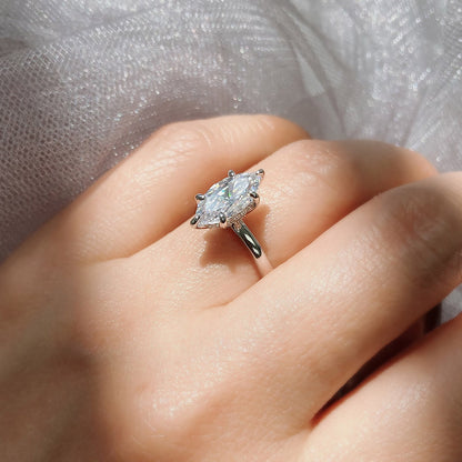 Solitaire 1.6ct Marquise CZ Ring in Sterling Silver