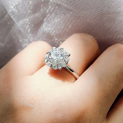 Halo CZ Ring in Sterling Silver