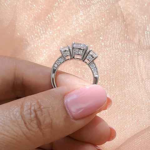 Model Wearing 3-Stone Ring