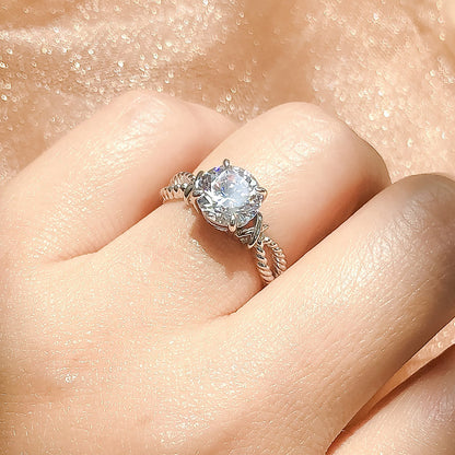 Cable Woven Solitaire 2ct CZ Ring in Sterling Silver