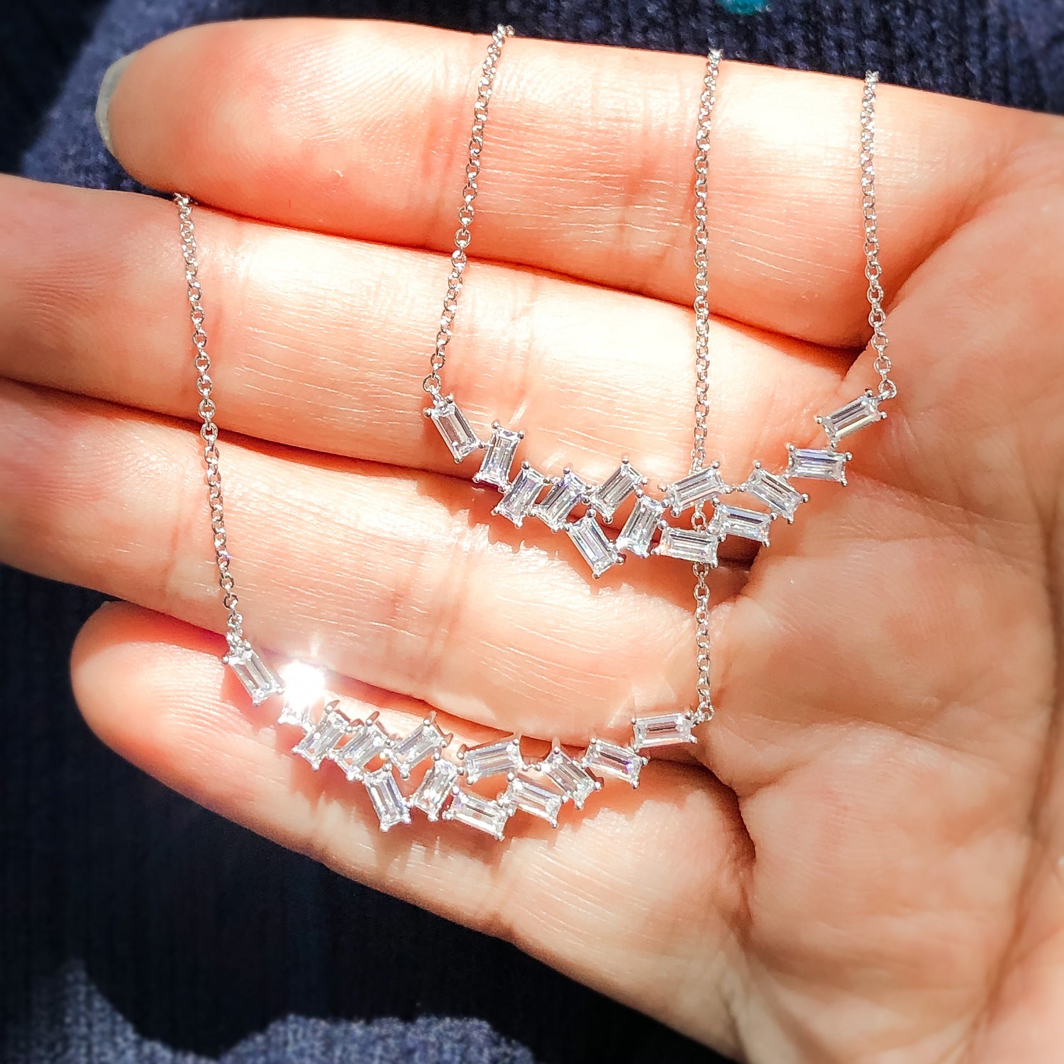 Model Wearing Cluster Pendant Necklace