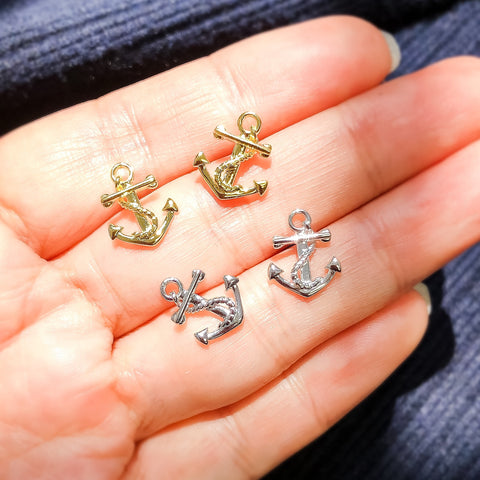 Model Wearing Anchor Stud Earrings