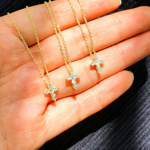 Model Wearing Cross Pendant Necklace