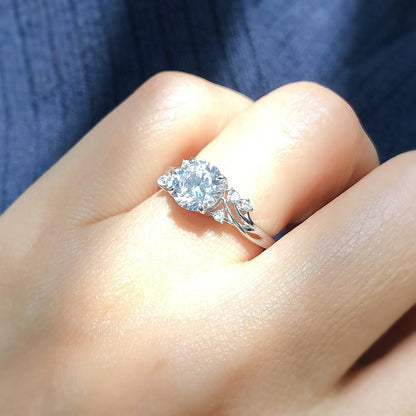 Solitaire Filigree Flower 1.6ct CZ Ring in Sterling Silver