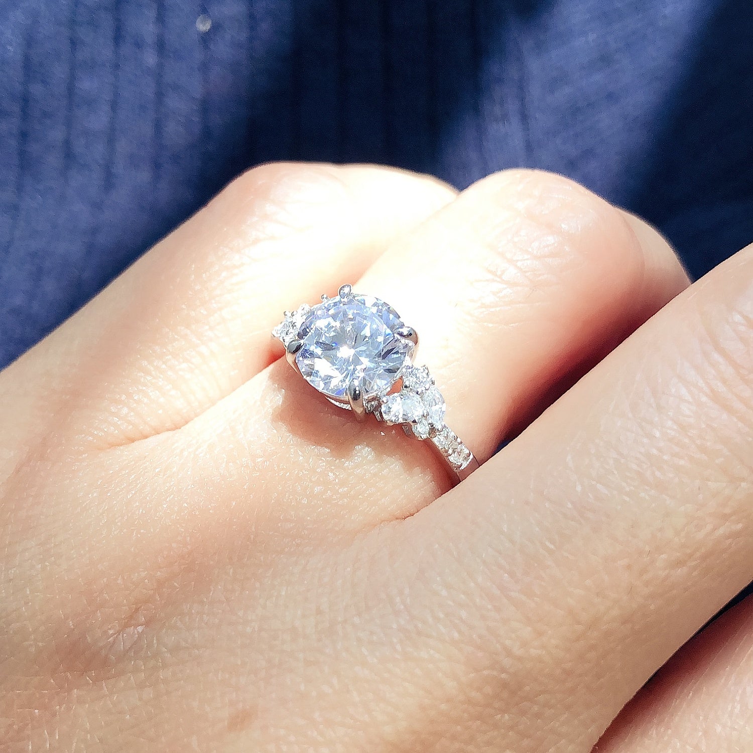 Flower Cluster CZ Ring in Sterling Silver