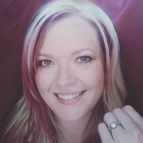 Model Wearing 3-Stone Ring Style R1593-01, Wishbone Curved Half Eternity Ring Style R1451-B