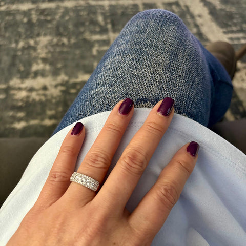 Model Wearing 3-Row Half Eternity Ring