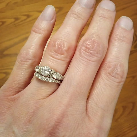 Model Wearing 3-Stone Ring