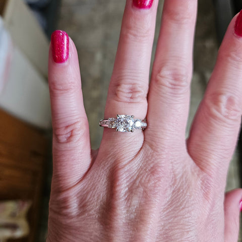 Model Wearing 3-Stone Ring
